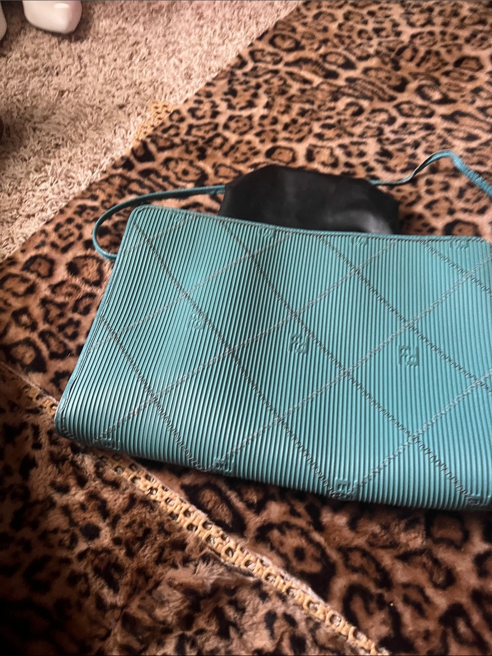 Fendi Teal Quilted Shoulder Bag - Picture 1 of 8